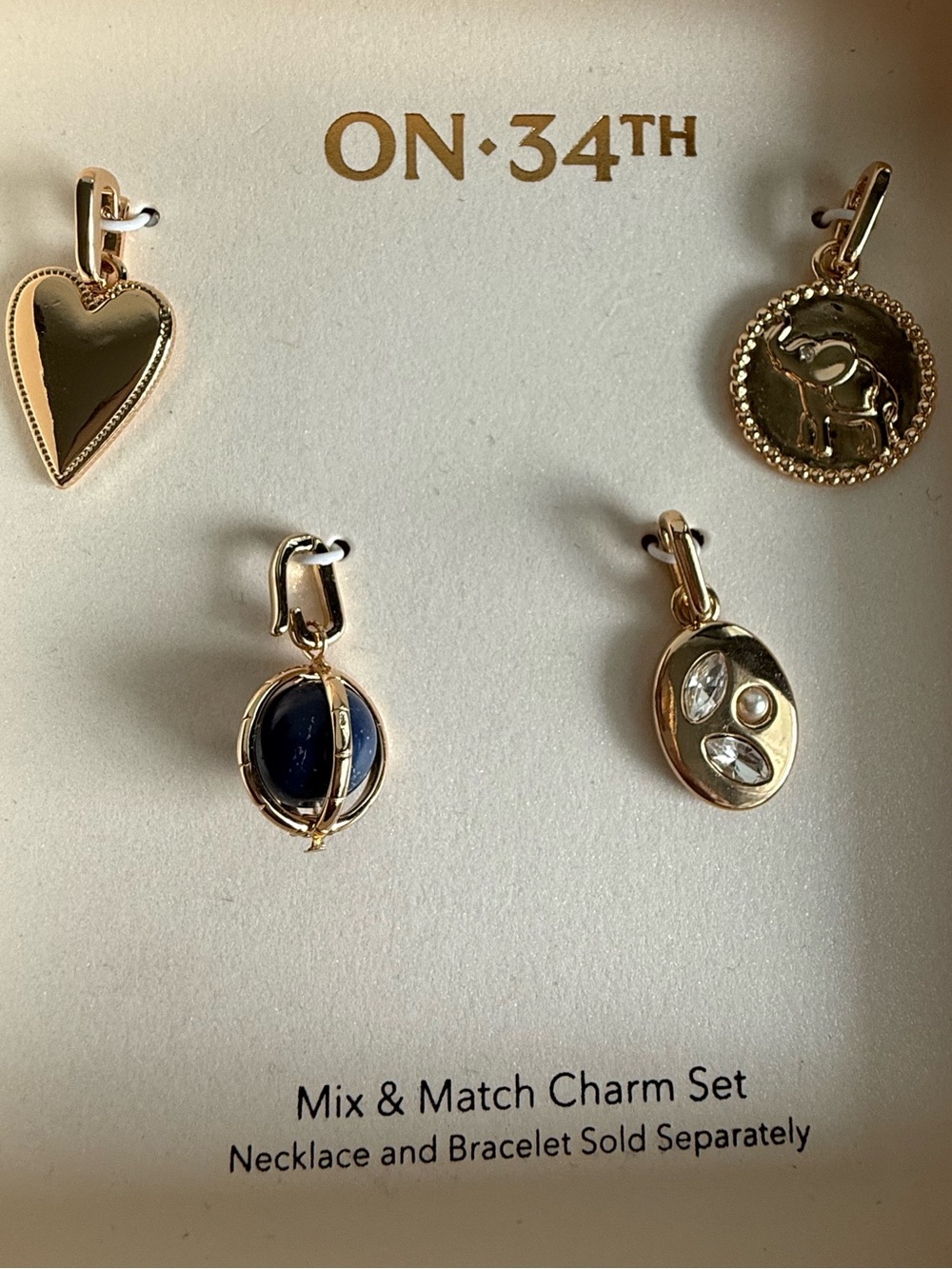ON 34TH Gold Mix & Match Charm Set — Blue and Clear Accents